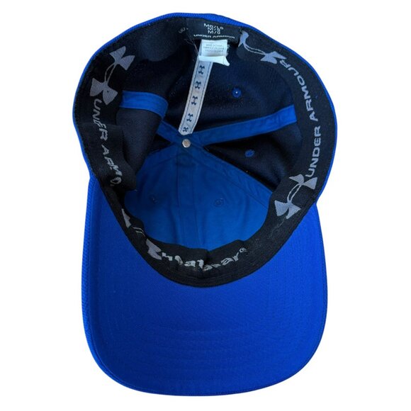 Under Armour Hat Blue Embroidered Fitted Black Logo Pro Fit Cap - Men M/L - Picture 6 of 7